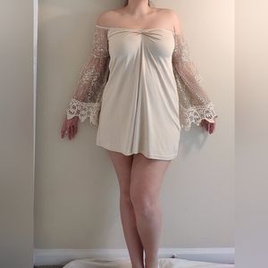 Cream colored sparkly dress size medium